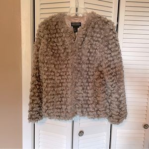 Live A Little Faux Fur Jacket Light Gray size L